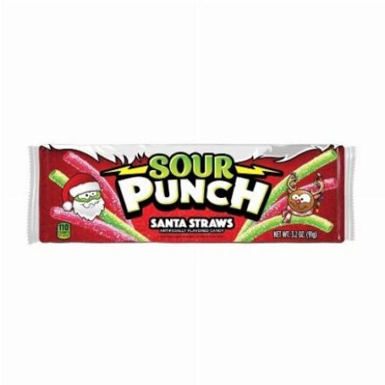 Sour Punch Santa Straws Green Apple and Berry savanyú gumicukor 91g